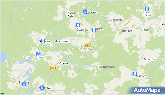 mapa Grabów gmina Tuplice, Grabów gmina Tuplice na mapie Targeo