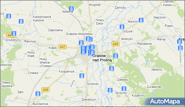 mapa Grabów nad Prosną, Grabów nad Prosną na mapie Targeo