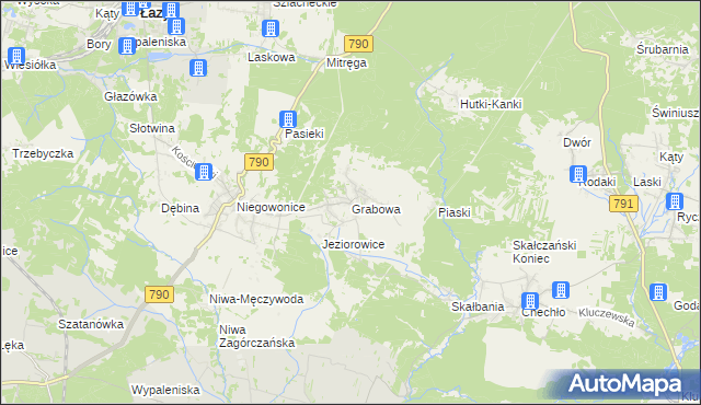 mapa Grabowa gmina Łazy, Grabowa gmina Łazy na mapie Targeo