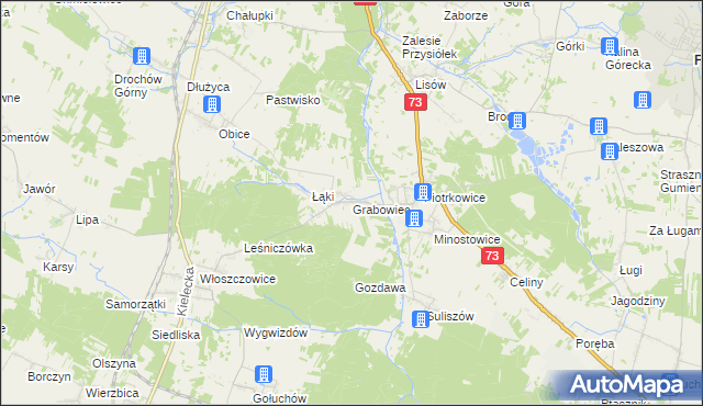 mapa Grabowiec gmina Chmielnik, Grabowiec gmina Chmielnik na mapie Targeo