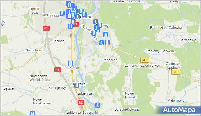 mapa Grabówiec gmina Pułtusk, Grabówiec gmina Pułtusk na mapie Targeo