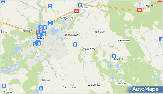 mapa Grabowiec gmina Recz, Grabowiec gmina Recz na mapie Targeo