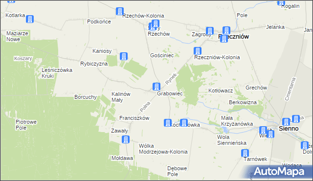 mapa Grabowiec gmina Rzeczniów, Grabowiec gmina Rzeczniów na mapie Targeo