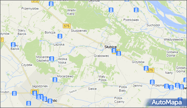 mapa Grabowiec gmina Słubice, Grabowiec gmina Słubice na mapie Targeo
