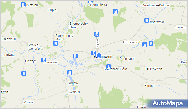 mapa Grabowiec powiat zamojski, Grabowiec powiat zamojski na mapie Targeo