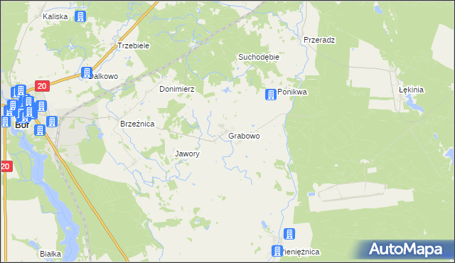 mapa Grabowo gmina Biały Bór, Grabowo gmina Biały Bór na mapie Targeo