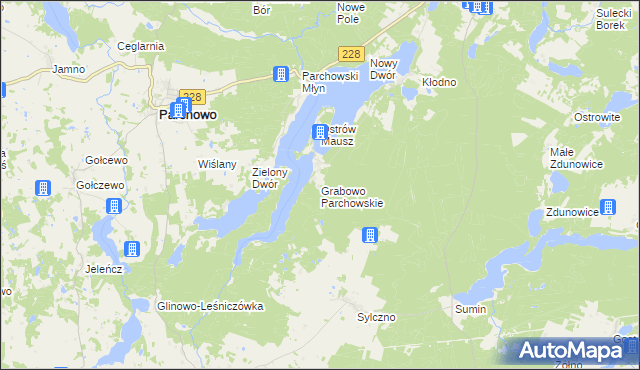 mapa Grabowo Parchowskie, Grabowo Parchowskie na mapie Targeo