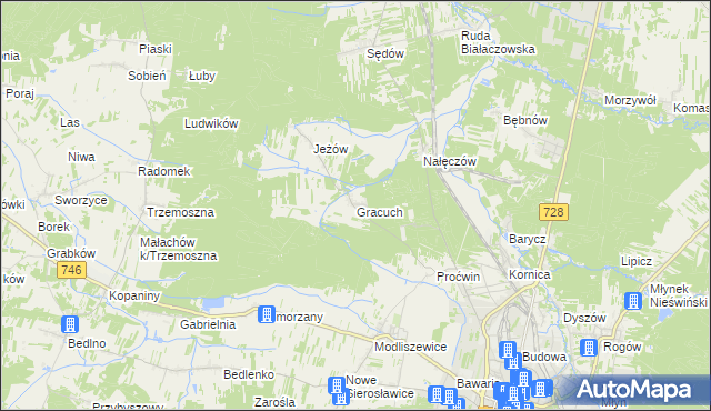 mapa Gracuch, Gracuch na mapie Targeo