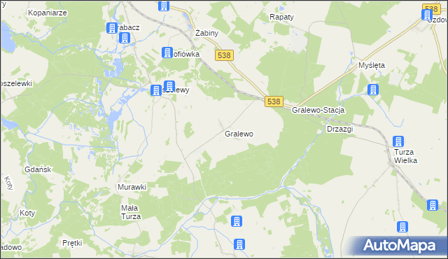 mapa Gralewo gmina Płośnica, Gralewo gmina Płośnica na mapie Targeo