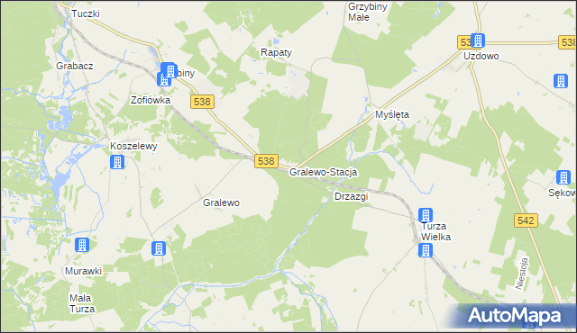 mapa Gralewo-Stacja, Gralewo-Stacja na mapie Targeo