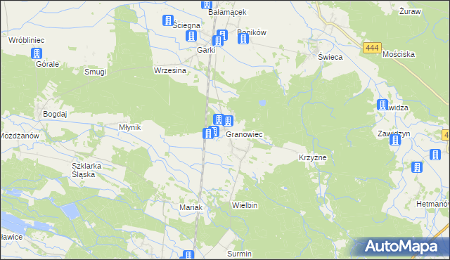mapa Granowiec, Granowiec na mapie Targeo