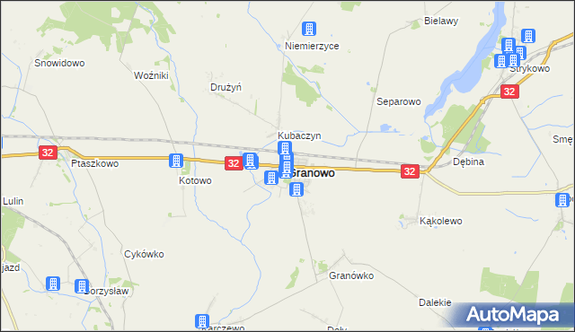 mapa Granowo powiat grodziski, Granowo powiat grodziski na mapie Targeo