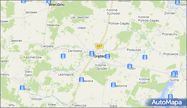 mapa Grębków, Grębków na mapie Targeo