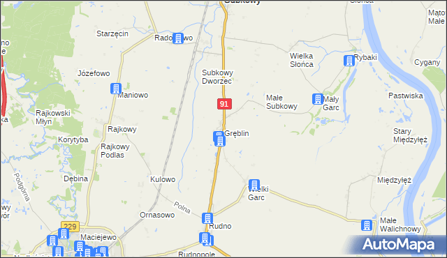 mapa Gręblin, Gręblin na mapie Targeo