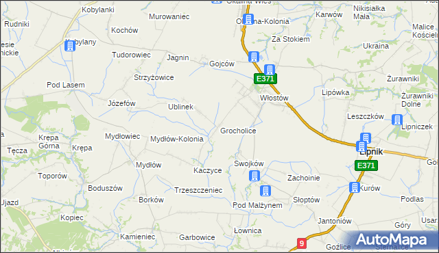 mapa Grocholice gmina Lipnik, Grocholice gmina Lipnik na mapie Targeo