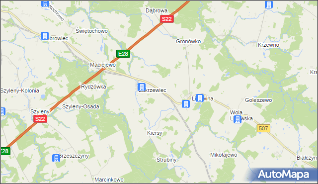 mapa Grodzie gmina Braniewo, Grodzie gmina Braniewo na mapie Targeo