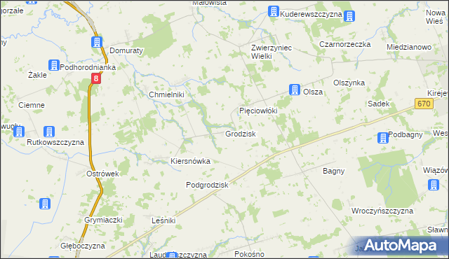 mapa Grodzisk gmina Suchowola, Grodzisk gmina Suchowola na mapie Targeo
