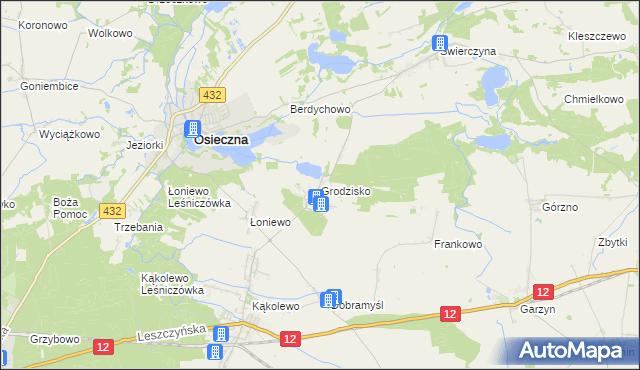 mapa Grodzisko gmina Osieczna, Grodzisko gmina Osieczna na mapie Targeo