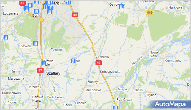 mapa Gronków, Gronków na mapie Targeo