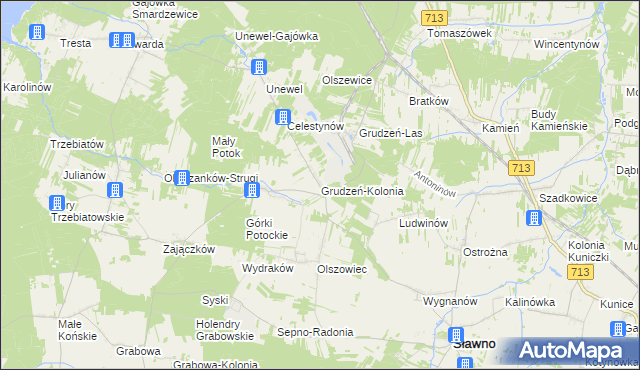 mapa Grudzeń-Kolonia, Grudzeń-Kolonia na mapie Targeo