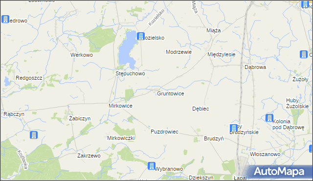 mapa Gruntowice, Gruntowice na mapie Targeo
