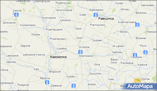 mapa Gruszów gmina Pałecznica, Gruszów gmina Pałecznica na mapie Targeo