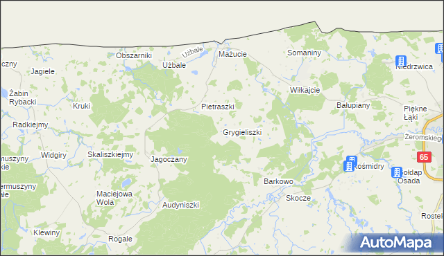 mapa Grygieliszki, Grygieliszki na mapie Targeo