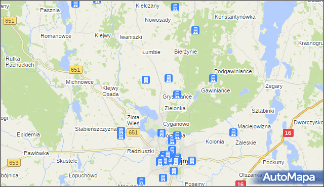 mapa Gryszkańce, Gryszkańce na mapie Targeo