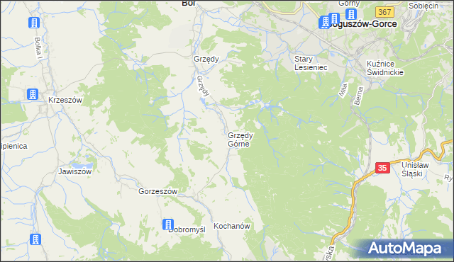mapa Grzędy Górne, Grzędy Górne na mapie Targeo