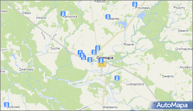 mapa Grzmiąca powiat szczecinecki, Grzmiąca powiat szczecinecki na mapie Targeo