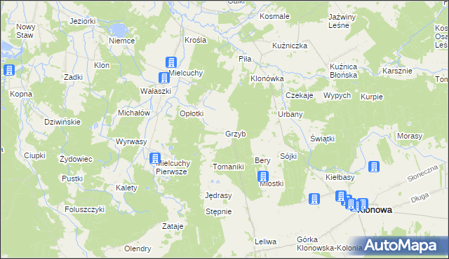mapa Grzyb, Grzyb na mapie Targeo