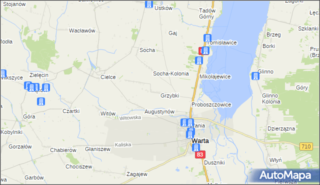 mapa Grzybki, Grzybki na mapie Targeo