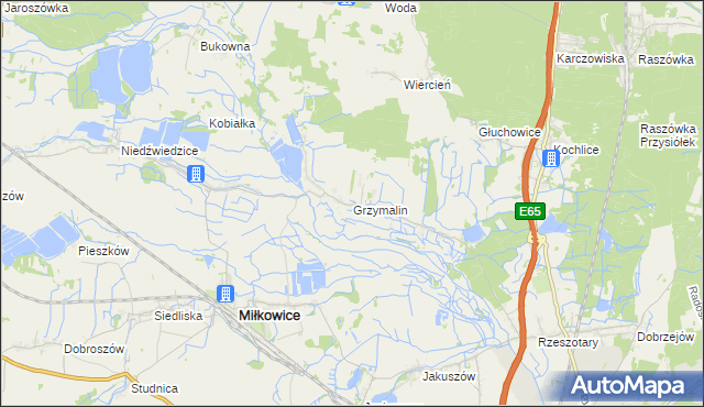 mapa Grzymalin, Grzymalin na mapie Targeo