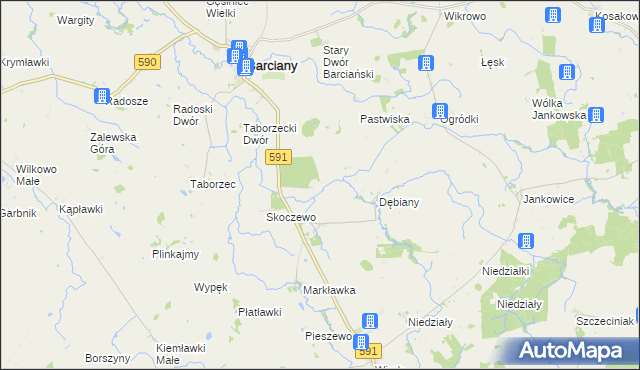 mapa Gumniska gmina Barciany, Gumniska gmina Barciany na mapie Targeo