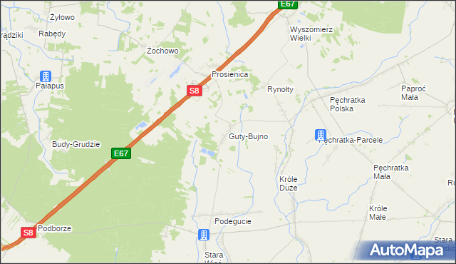 mapa Guty-Bujno, Guty-Bujno na mapie Targeo