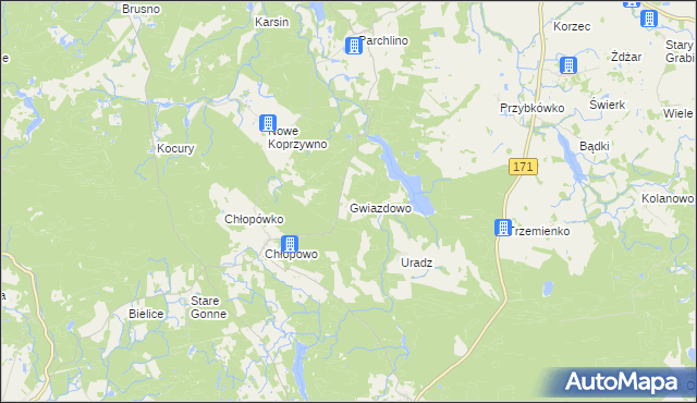 mapa Gwiazdowo gmina Barwice, Gwiazdowo gmina Barwice na mapie Targeo