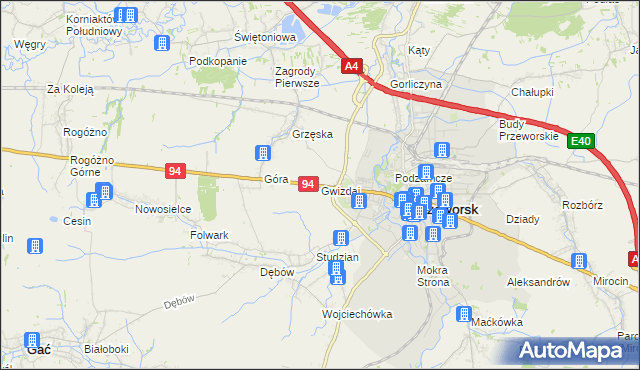 mapa Gwizdaj, Gwizdaj na mapie Targeo