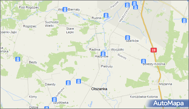 mapa Hadynów, Hadynów na mapie Targeo
