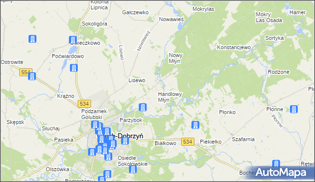 mapa Handlowy Młyn, Handlowy Młyn na mapie Targeo