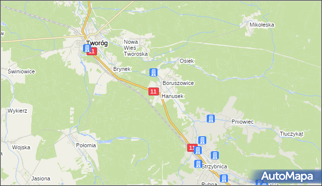 mapa Hanusek, Hanusek na mapie Targeo