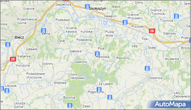 mapa Harklowa gmina Skołyszyn, Harklowa gmina Skołyszyn na mapie Targeo