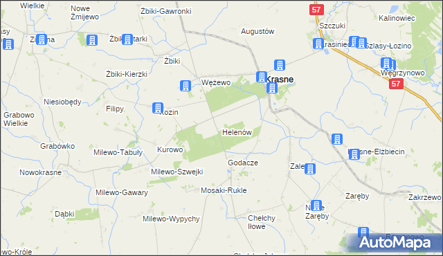 mapa Helenów gmina Krasne, Helenów gmina Krasne na mapie Targeo