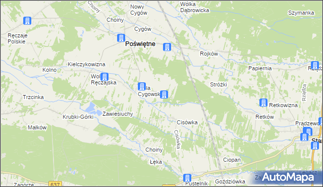 mapa Helenów gmina Poświętne, Helenów gmina Poświętne na mapie Targeo