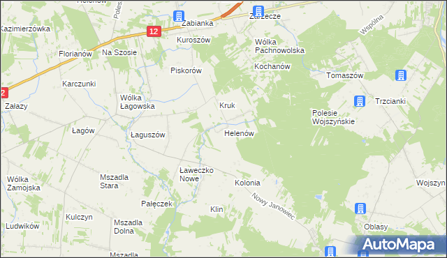 mapa Helenów gmina Przyłęk, Helenów gmina Przyłęk na mapie Targeo