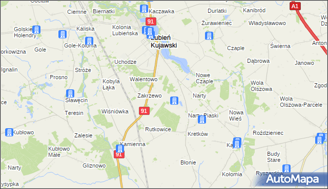 mapa Henryków gmina Lubień Kujawski, Henryków gmina Lubień Kujawski na mapie Targeo