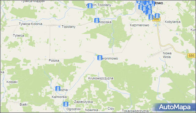 mapa Hieronimowo, Hieronimowo na mapie Targeo