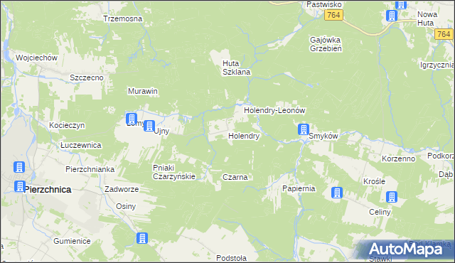 mapa Holendry gmina Pierzchnica, Holendry gmina Pierzchnica na mapie Targeo