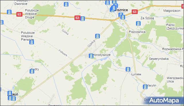 mapa Horodyszcze gmina Wisznice, Horodyszcze gmina Wisznice na mapie Targeo