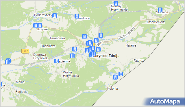 mapa Horyniec-Zdrój, Horyniec-Zdrój na mapie Targeo