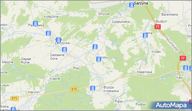 mapa Hucisko gmina Leżajsk, Hucisko gmina Leżajsk na mapie Targeo